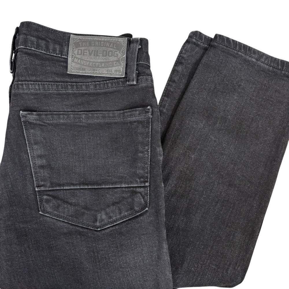 Devil Dog The Original Taper Jeans Mens 30x32 Black Dark Wash‎ Denim Stretch